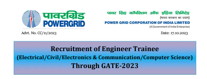 Power Grid Corporation of India Limited (PGCIL) has published a notification to fill up a total of 184 posts of Trainee Engineer Posts.