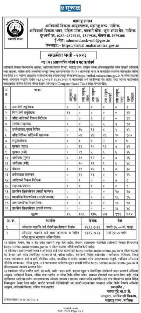 mahatribal bharati aadivasi vibhag bharati 2023